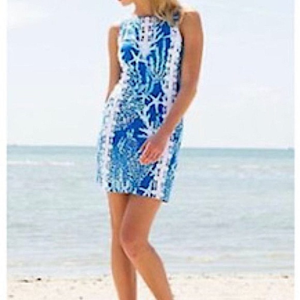 Lilly Pulitzer Blue and White Sleeveless Shift Dress - Picture 4 of 13